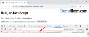 Cara Menampilkan Pesan Error JavaScript - 3