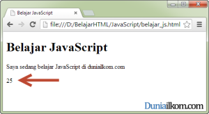 Contoh Cara Menampilkan Hasil JavaScript - fungsi getElementById