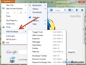 Shortcut untuk Menu Web Developer pada Mozilla Firefox