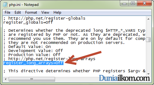 Cara Merubah Settingan Register Long Array dalam php.ini