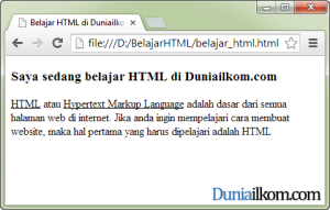 Contoh Cara Membuat Huruf Garis Bawah (underline) dalam HTML - tag u