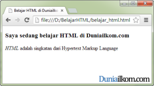 Contoh Cara Membuat Huruf Miring dalam HTML - tag em