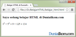 Contoh Cara Membuat Huruf SuperScript dalam HTML - tag sup