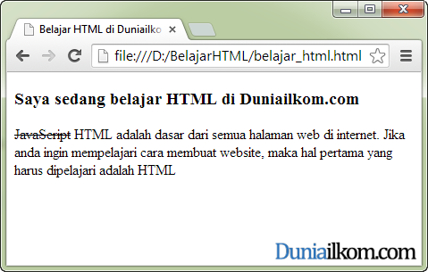 Contoh Cara Membuat Huruf Tercoret ( strikethrough ) dalam HTML - tag s