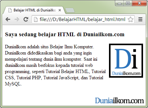 Contoh Penulisan Atribut border dalam gambar HTML – tag 