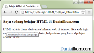 Contoh Penulisan tag abbr dalam HTML