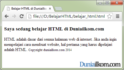 Contoh Penulisan tag small dalam HTML  Duniailkom