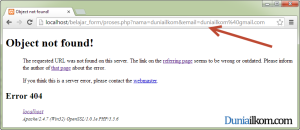 Pengiriman Form dengan method GET terlihat di Address bar