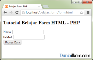 Tampilan Struktur Form Sederhana HTML