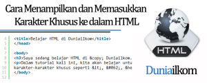 Tutorial Text HTML - Cara Menampilkan dan Memasukkan Karakter Khusus ke dalam HTML