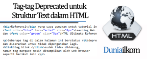 Tutorial Text HTML - Tag-tag Deprecated untuk Struktur Text dalam HTML