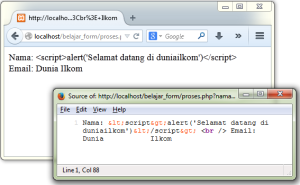 Hasil Validasi Inputan Form untuk Mencegah HTML Injection pada halaman Form