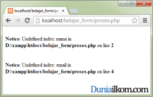 Pesan kesalahan (error) PHP karena variabel tidak tersedia - Undefined Index