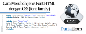 Tutorial Belajar CSS - Cara Merubah Jenis Font HTML dengan CSS (font-family)