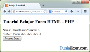 Validasi Inputan Form untuk Mencegah HTML Injection pada halaman Form
