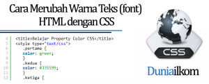 Tutorial Belajar CSS - Cara Merubah Warna Teks (font) HTML dengan CSS