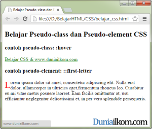Tutorial Belajar CSS - Contoh Cara Menggunakan Pseudo-class dan Pseudo-element CSS