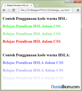 Tutorial Cara Penulisan Kode Warna HSL dan HSLA CSS