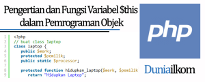 Tutorial Belajar OOP PHP - Pengertian dan Fungsi Variabel $this dalam Pemrograman Objek