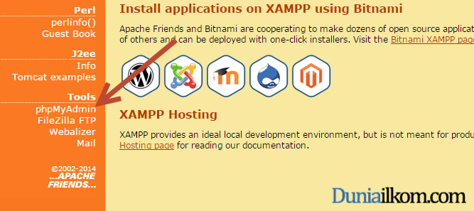 Cara Menginstall WordPress - Pilih Menu Phpmyadmin