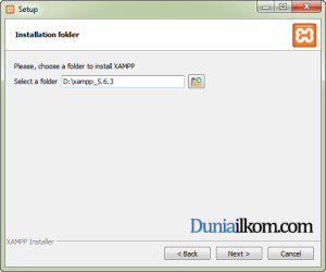 Cara Menginstall XAMPP di Windows - Pilih Lokasi Instalasi