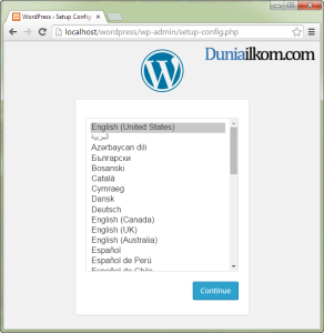 Cara Menginstall WordPress - Halaman awal proses instalasi