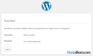 Cara Menginstall WordPress - Proses instalasi wordpress selesai