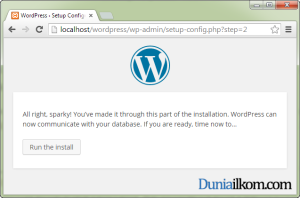 Cara Menginstall WordPress - Settingan database selesai