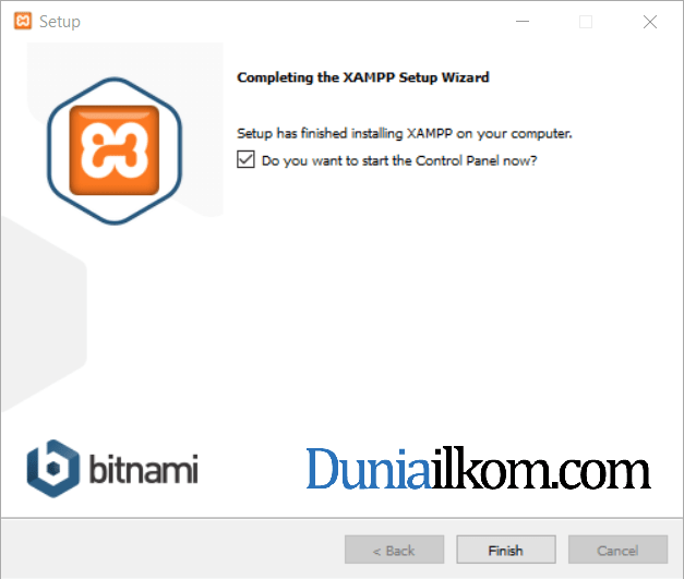 Jendela XAMPP berhasil di install