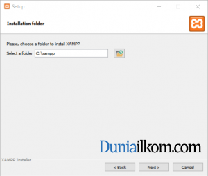 Jendela installation folder XAMPP