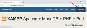 Menu Phpmyadmin di localhost XAMPP