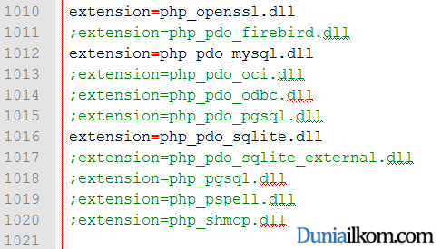 Tutorial PHP MySQL - Lokasi setting driver PDO pada file php.ini