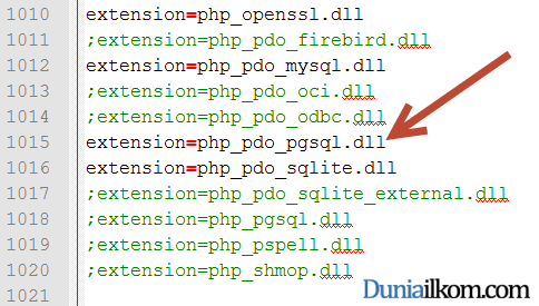 Tutorial PHP MySQL - Mengaktifkan driver PDO PostgreSQL