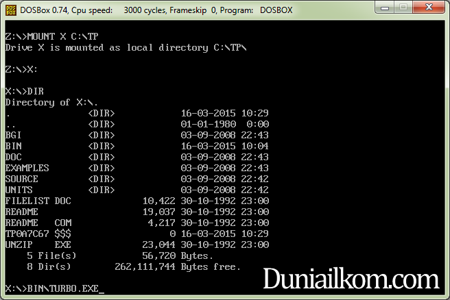 Cara Menjalankan Turbo Pascal 7 dari DOSBox