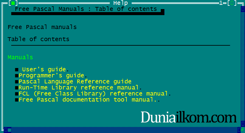 File Help Free Pascal Telah Terinstall