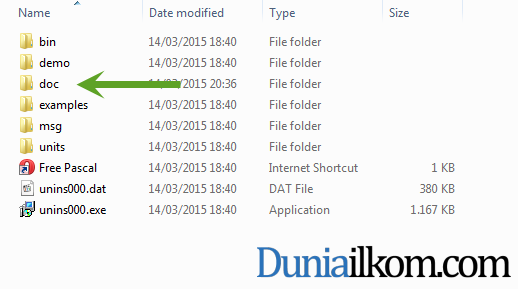 Folder doc Instalasi Free Pascal