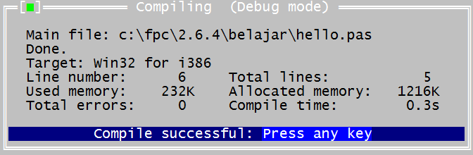 Proses Compile Program Pascal Berhasil