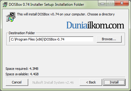 Proses Instalasi DOSBox - Pilih Lokasi