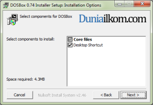 Proses Instalasi DOSBox - Select Component