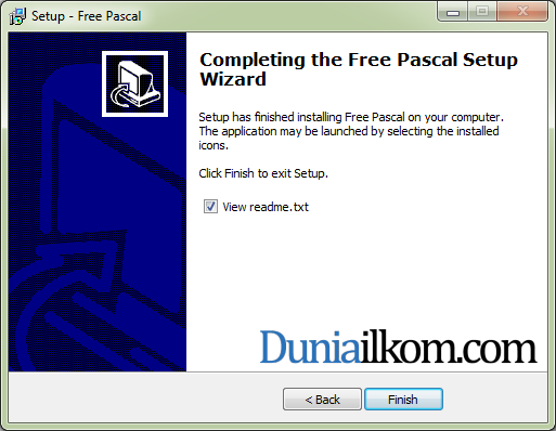 Proses Instalasi Free Pascal - Instalasi Selesai