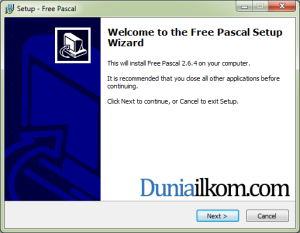 Proses Instalasi Free Pascal - Jendela Awal