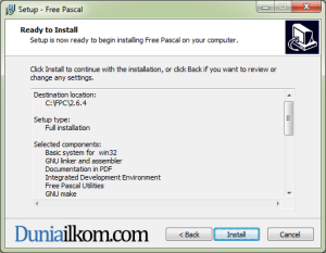 Proses Instalasi Free Pascal - Mulai Proses Instalasi