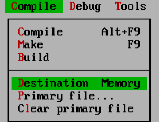 Setingan Untuk Mengubah Pilihan Compile Turbo Pascal - Memory