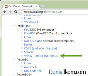 Situs Free Pascal - Pilih Sistem Operasi