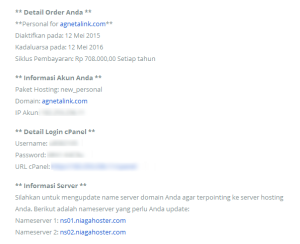 Data Akun Cpanel dan Web Server