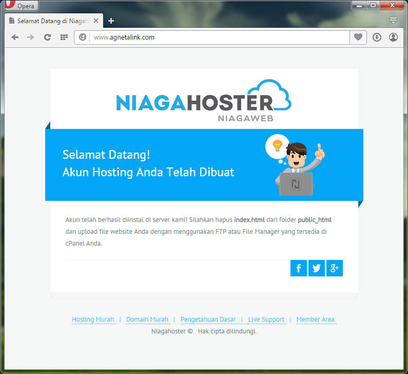 Tampilan halaman awal domain