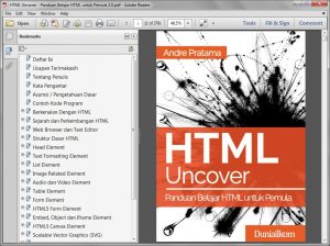 Halaman awal eBook HTML Uncover