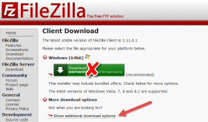 Download Filezilla Client dari SourceForge
