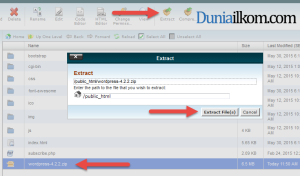 Extract File WordPress ke cPanel