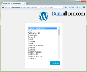 Halaman Awal Konfigurasi WordPress Online cPanel